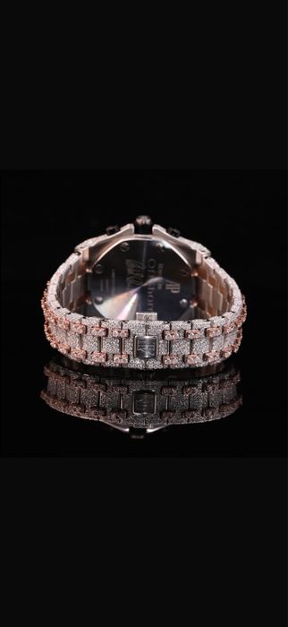 Rose Gold Iced Out Chronograph Diamond Watch | Luxury Fully Flooded Watch