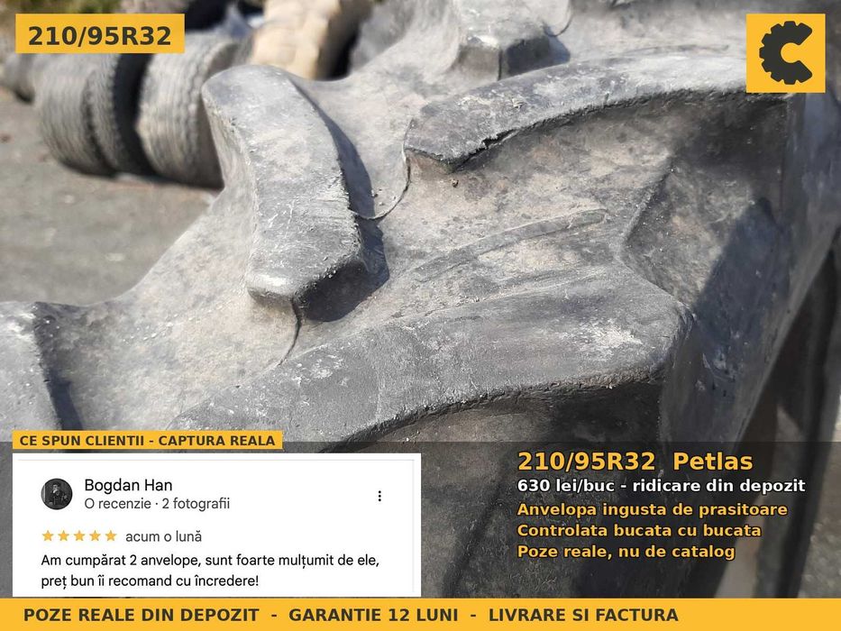 Cauciucuri Anvelope 210/95R32 210/95 R32 8.3R32 8.3-32 2109532 Petlas Prasitoare Tractor Roti Inguste SH Second Hand IEFTIN Oferta Pret Bun Reducere