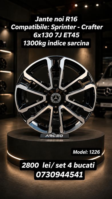 Jante R16 6x130 Heavy Duty Noi Mercedes Sprinter W906 W907 2006-2025 VW Crafter 2006-2017 1300kg/jantă TUV Autoutilitare Marfă Pasageri