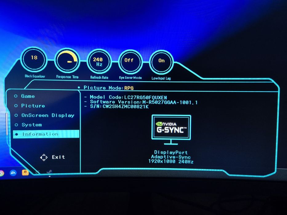 Samsung LC27RG50 Monitor Curbat Gaming 27” 240Hz