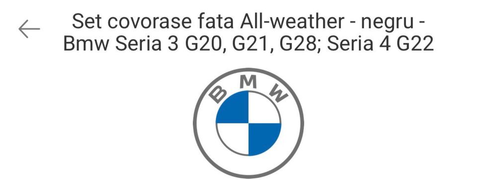 Covorașe originale BMW Seria 3 G20/G21/G28 & Seria 4 G22 – NOI