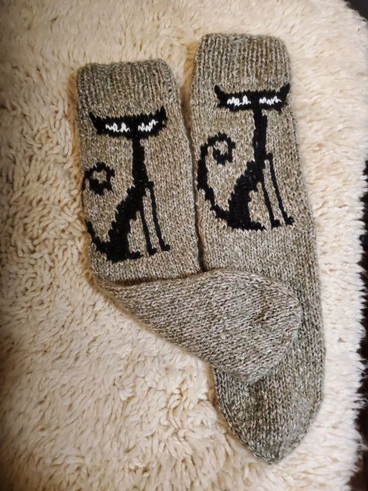 Ръчно плетени мъжки чорапи от вълна размер 44