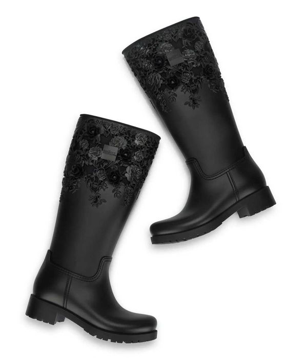 Melissa Гумени термо ботуши с 3D флорален дизайн нови