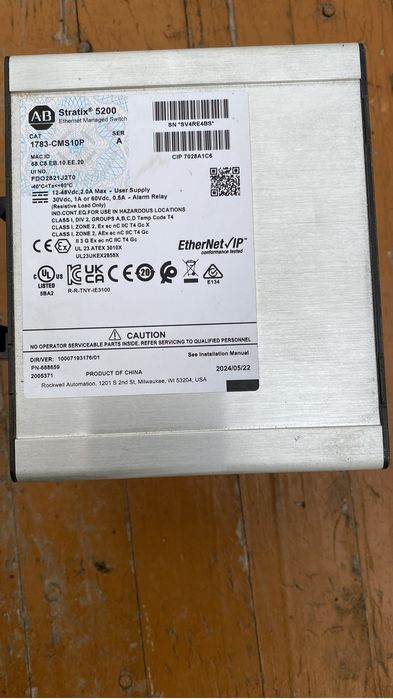 Vand , Allen Bradley Stratix 5200 model 1783-CMS10P,