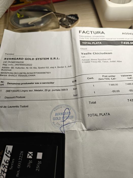 Lingou aur 20 Gr de vânzare