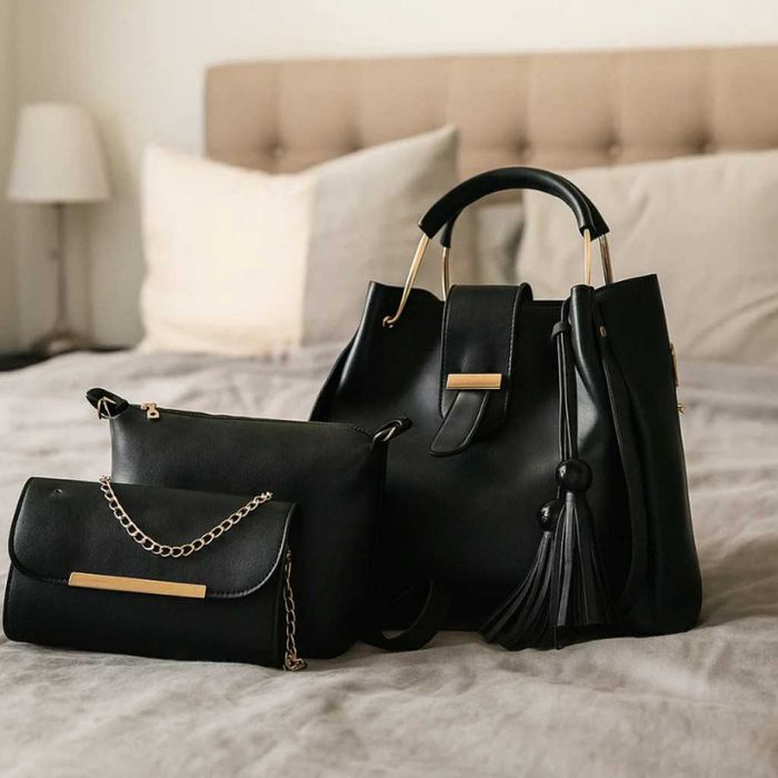 Бохо-комплект в 3 части / Цвят: Черен /