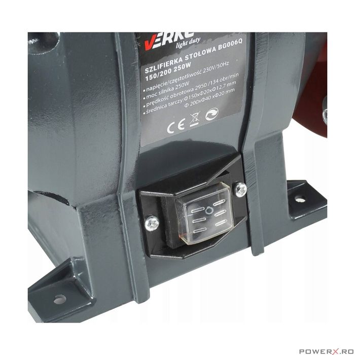 Polizor de banc cu 2 pietre, 150-200 mm, putere 250 W, Verke