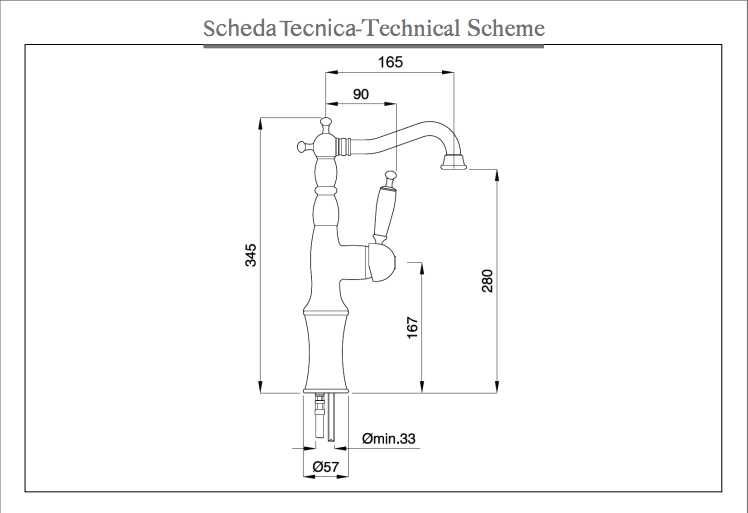 Baterie Canterbury monocomandă cu extensie pentru chiuvetă * NOU *