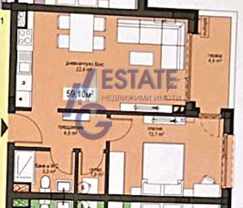 Светъл двустаен апартамент с източно изложение в нова модерна