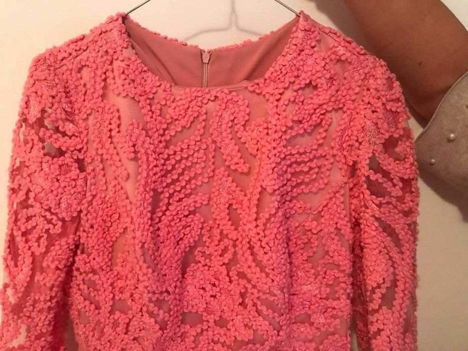 Rochie de Dantela Roz Unicat, marimea 38-40, by Luminita Ungureanu