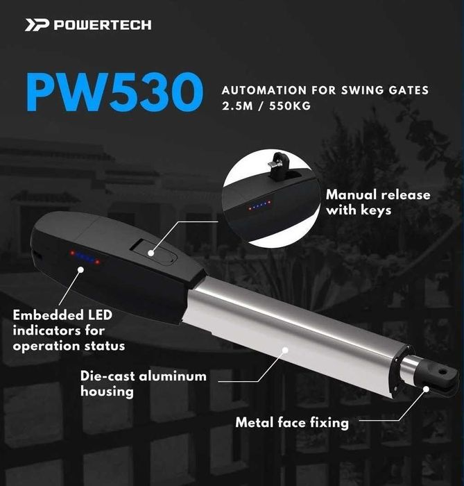 POWERTECH 530L (24V)  ( 1200кг )          ширина ворот 9 м
Wi-fi