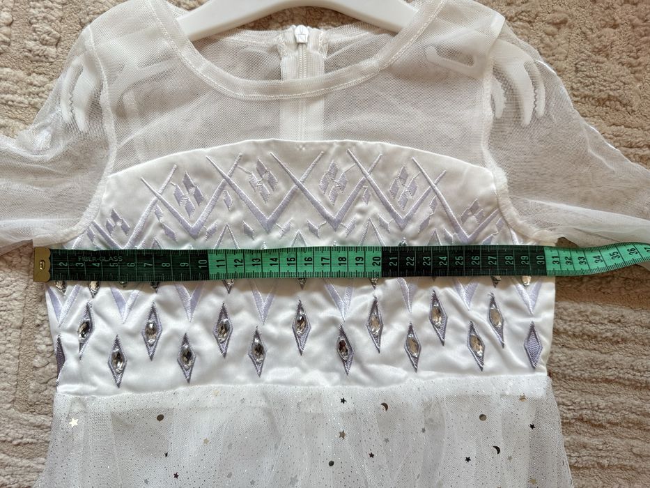 НОВА рокля Елза, с бижута, корона и вълшебна пръчка, за 120 см, 4-5 г