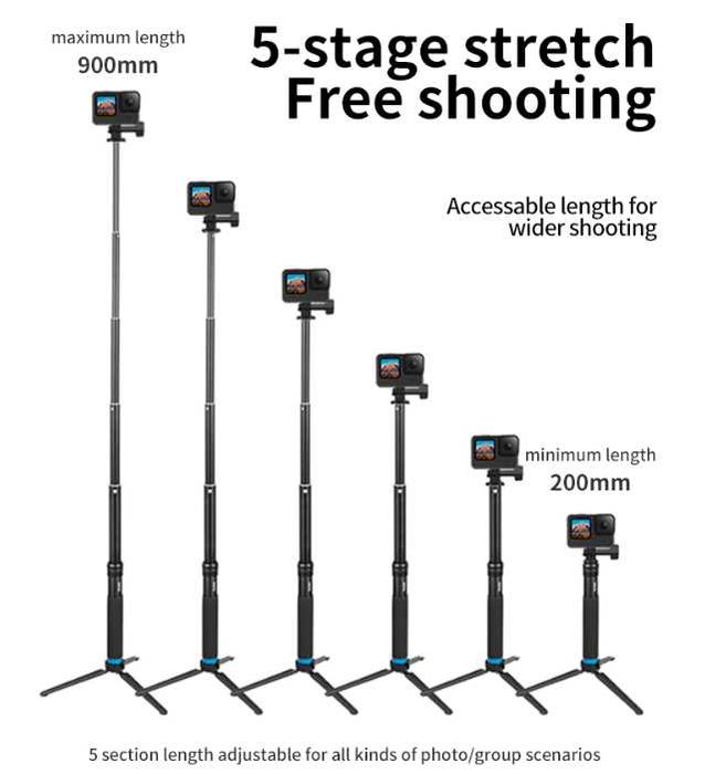 Трипод + телескопичен монопод, Адаптер за GoPro и телефон