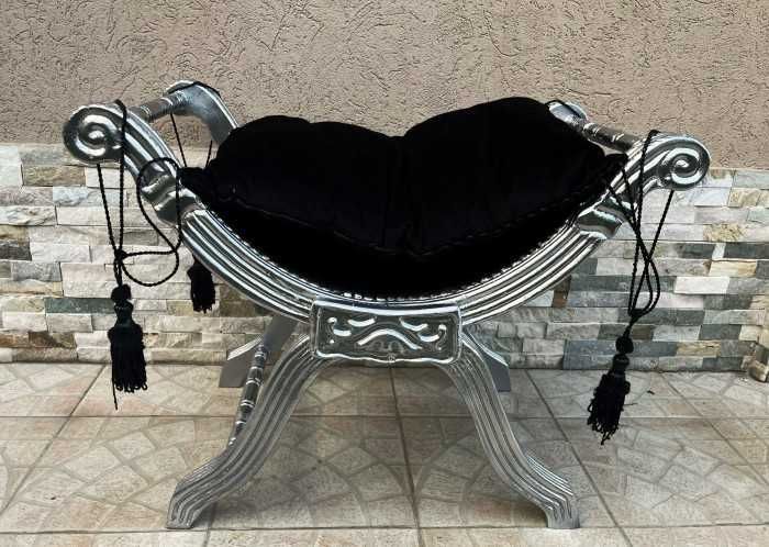 Elegant scaun stil baroc-rococo-lemn nuanta argintie-Belgia