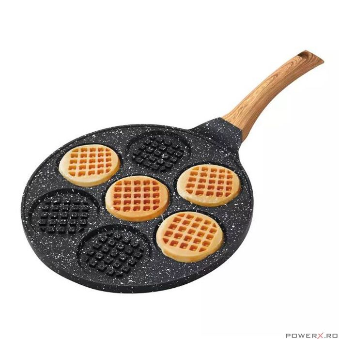 Tigaie cu strat din marmura pentru vafe cu 7 forme, 26.5 cm negru,