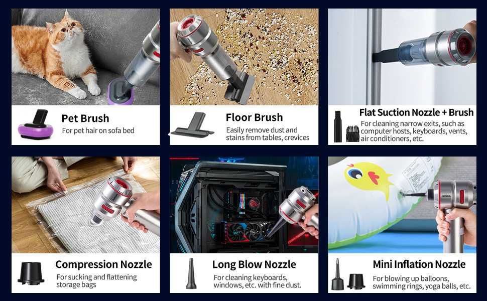 Ръчна безжична прахосмукачка за кола: 16000Pa мощни