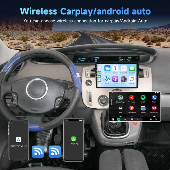 Мултимедия за Renault Scenic, 2003-2009, Android, Навигация, Waze, Carplay, Андроид, двоен дин, Renault Scenic