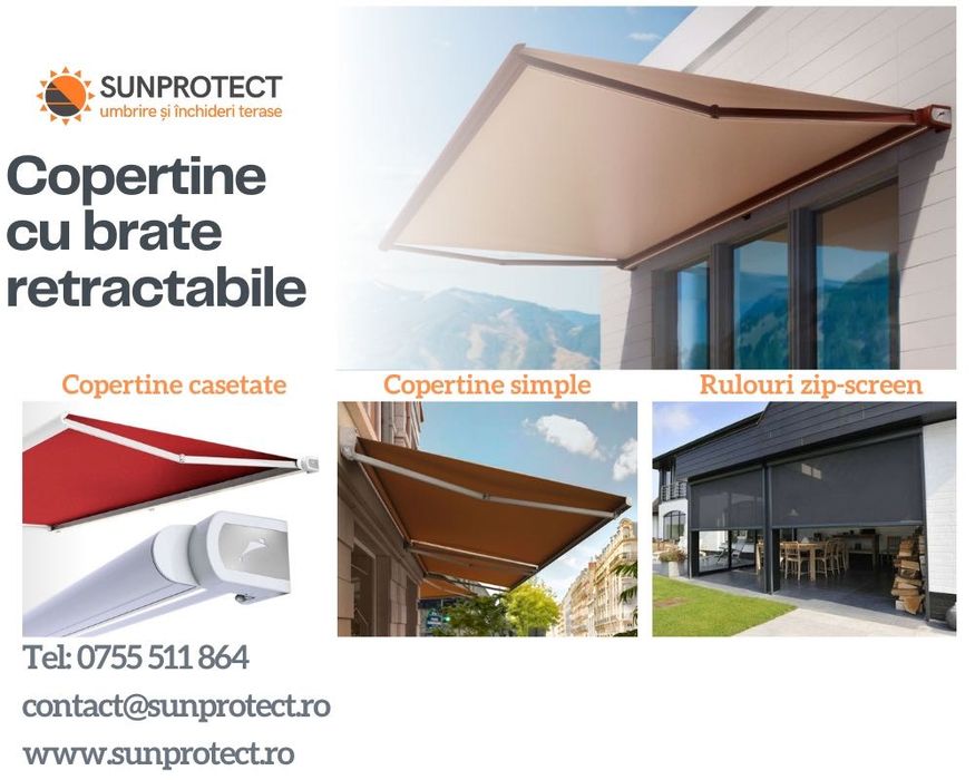 Copertine/Marchize retractabile. Casetate, Simple, Verticale, Zip