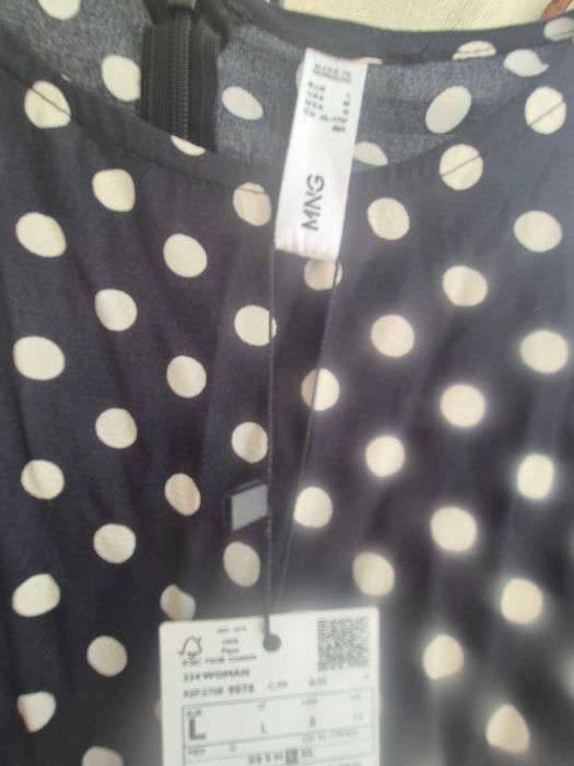 Vand bluza dama, neagra cu buline, L, Mango, cu eticheta, eleganta