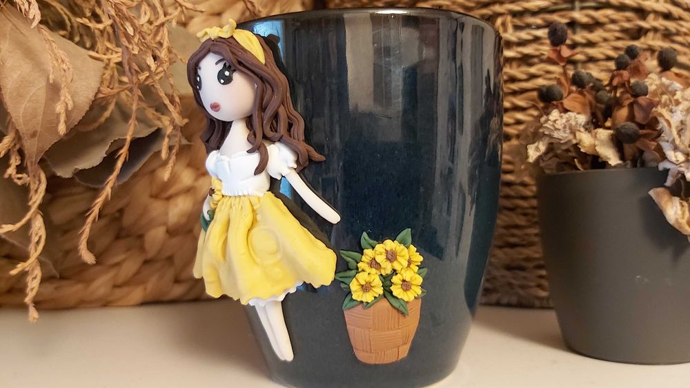 Cadou sotie/iubita cana papusa fimo handmade