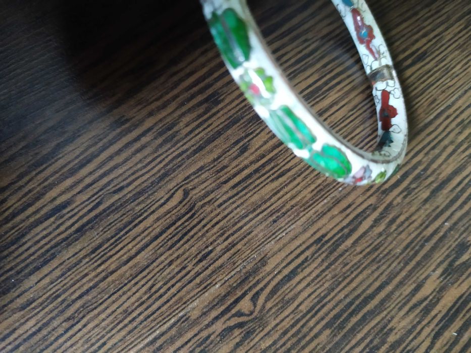 Bratara ceramica / email cu intarsii metalice