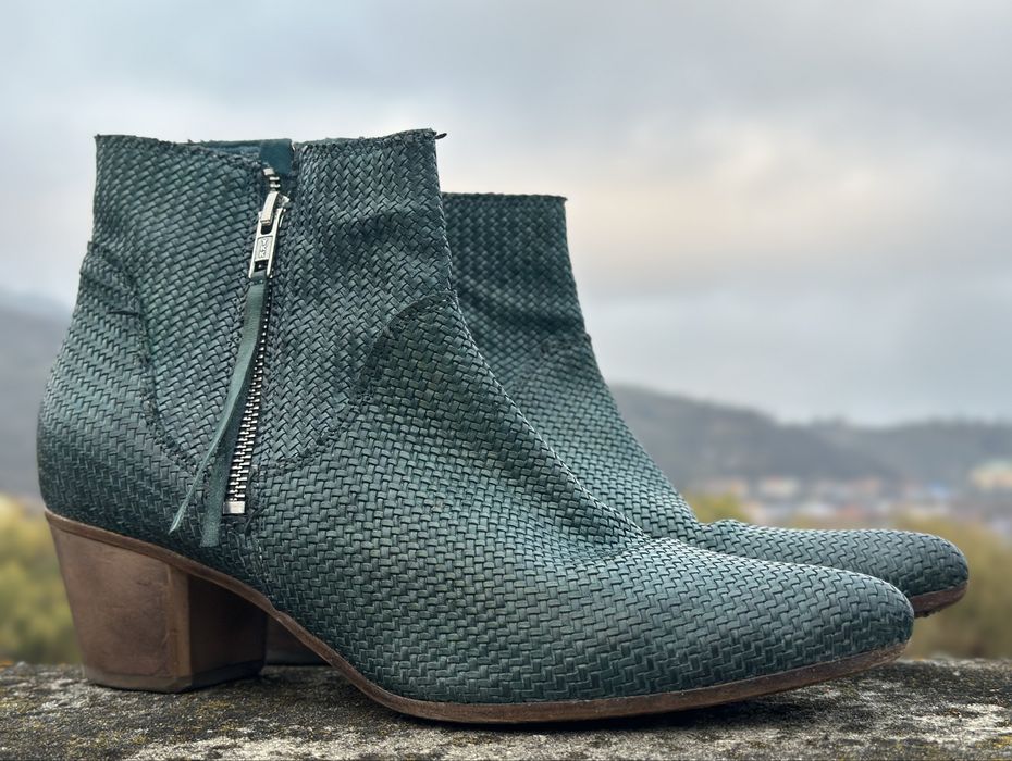 Euc Moma Woven leather double zip ankle booties 40o