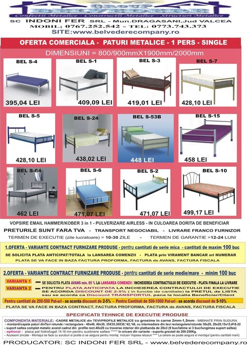 Producator Paturi Metalice single-Suprapuse–Model BEL 2 | In Stoc |