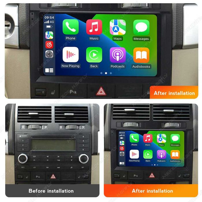 Navigatie Android 14 VW TOUAREG 2004-2010 Waze YouTube CarPlay CAMERA