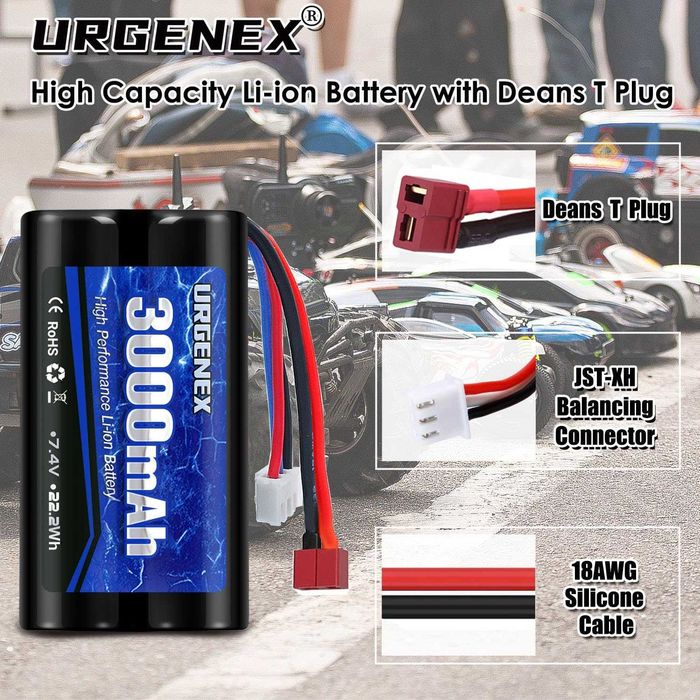 3000mAh 7.4 V литиево-йонна батерия с Deans T-щепсел 2S презареждаща се RC батерия