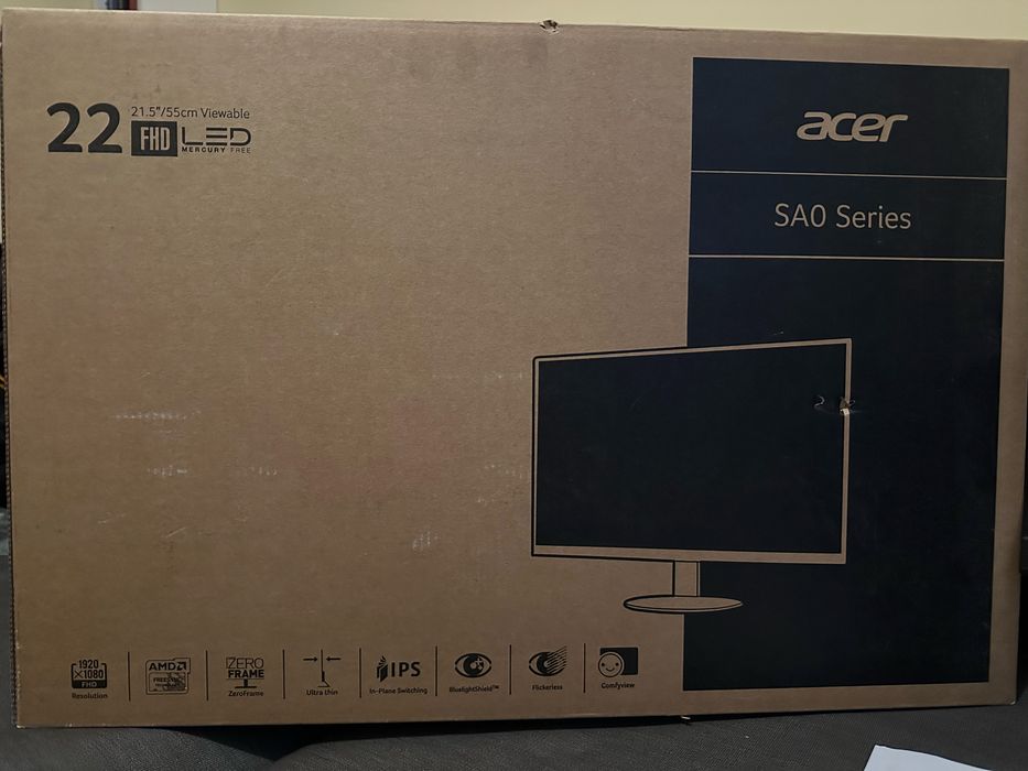 Монитор 22” Acer SA220QAbi FHD супер тънък като нов