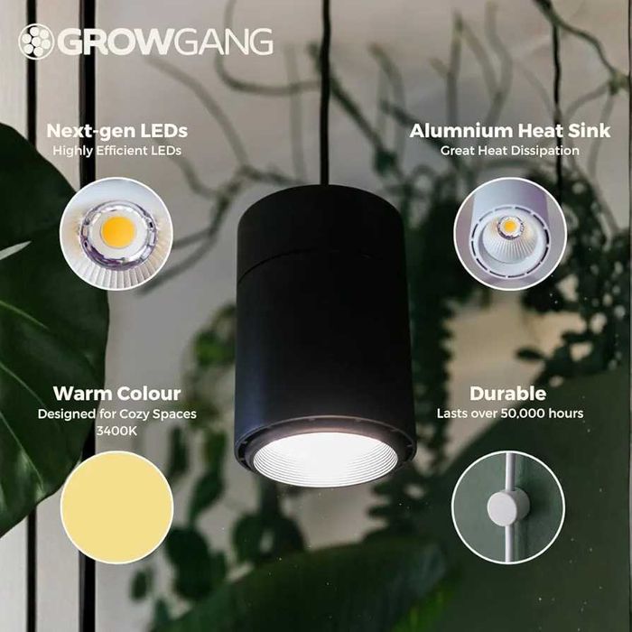 Фитолампа за цветя Claria Full Spectrum LED Grow Light – 33W, ЧЕРНА