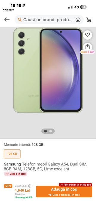 Samsung galaxy a 54 5g ca nou !