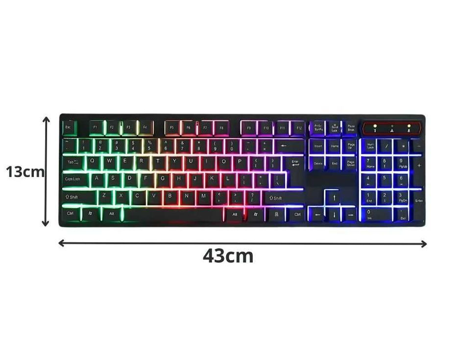 Tastatura gaming iluminata LED RGB silentioasa cu bloc numeric USB