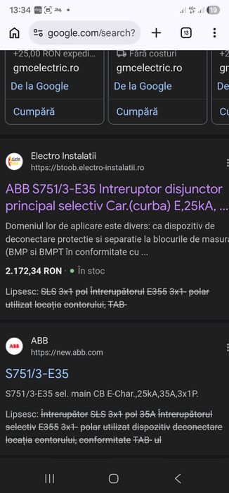 Sigurantă,intrerupator ABB S751/3-E35  Disjunctor Principal Nou