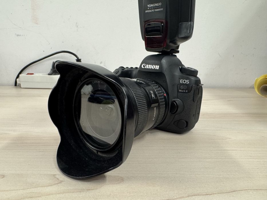 Vând pachet foto full-frame Canon EOS 6D Mark II + obiectiv L + blitz