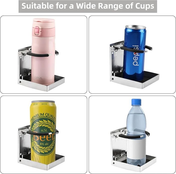 Регулируема сгъваема стойка за чаши BOOMSTART, неръждаема стомана, 2бр