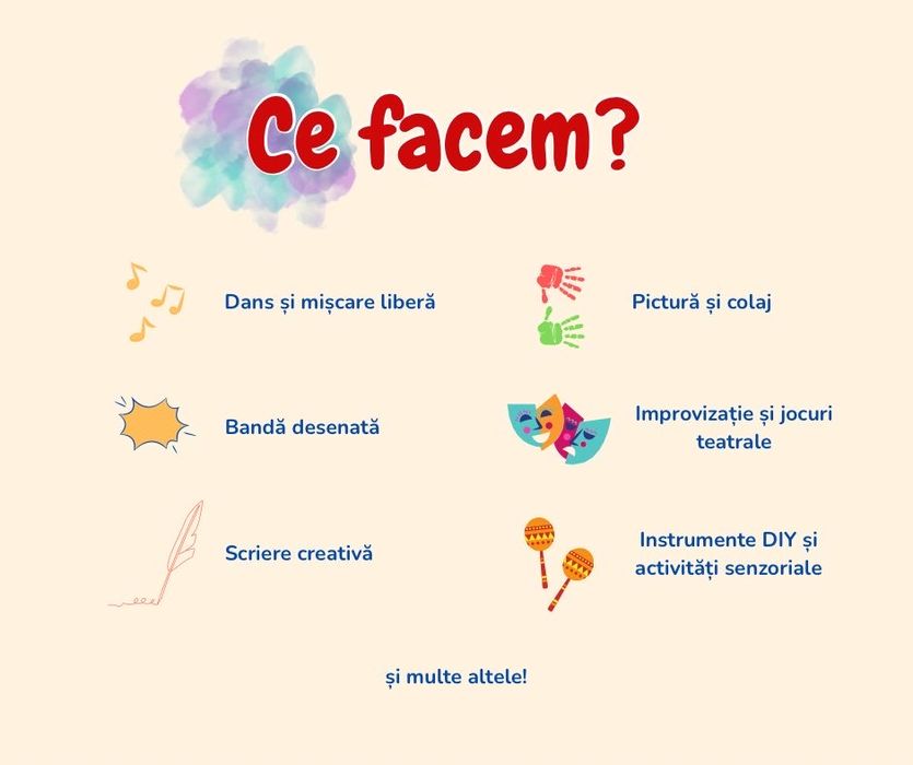 Atelierele Creative curs copii actorie dans pictat muzica