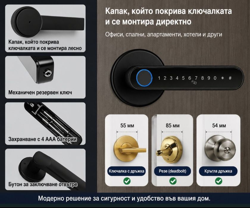 Смарт ключалка/брава за входна или интериорна врата.