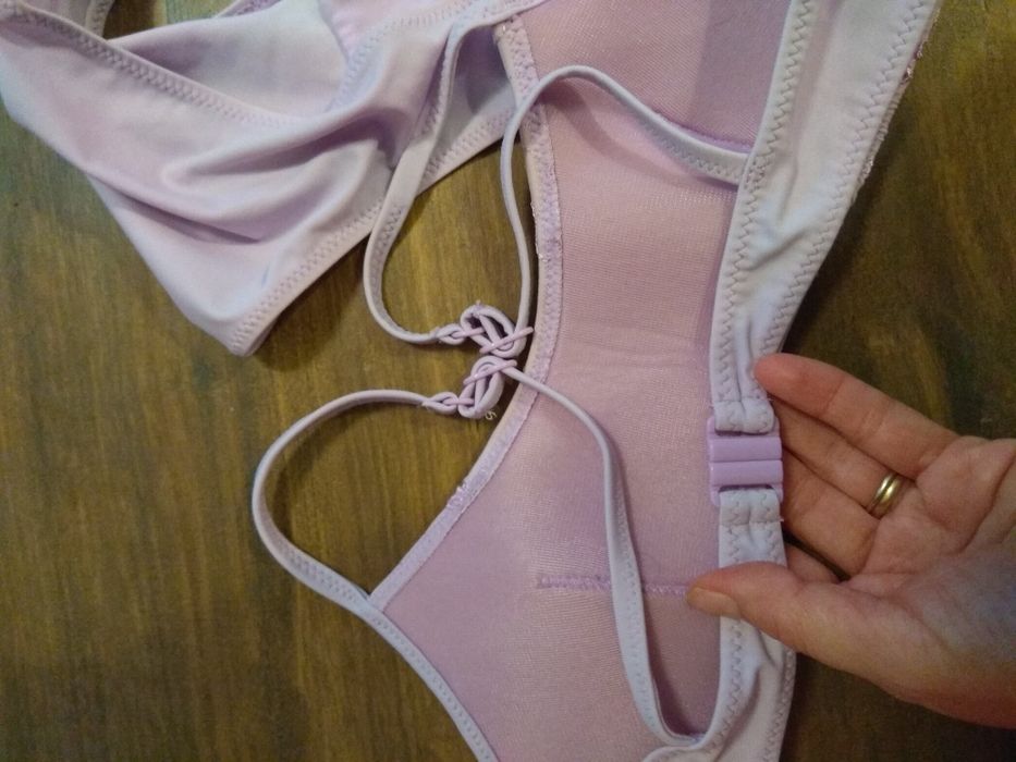 Costum baie Calzedonia 12-14 ani mov pastel broderie inot