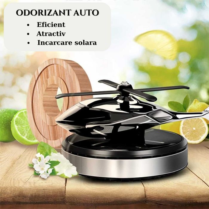 Odorizant Auto Cu Incarcare Solara, Baza Antiderapanta, Ulei Esential