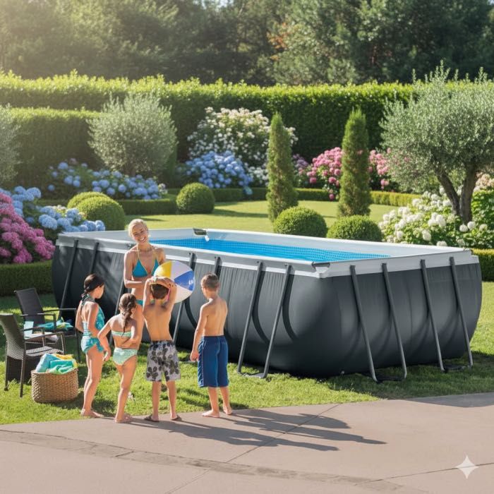 Басейн INTEX Ultra XTR Frame Rectangular 549 х 274 x 132 см с пясъчна помпа и приспособления за чистене