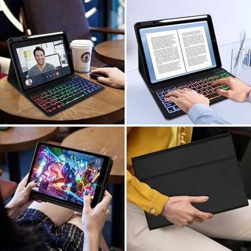 Нов Клавиатурен Кейс за таблет iPad 10.2 Подсветка и Клавиатура Айпад
