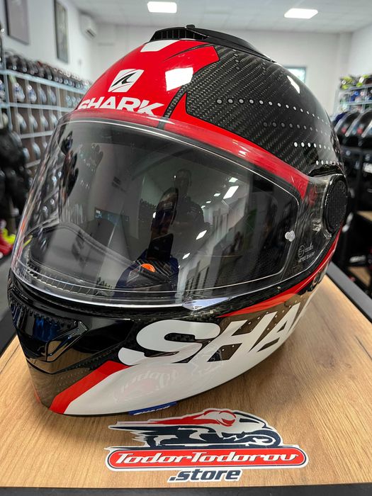 Мото каска SHARK SPARTAN CARBON RAVE ,вградени очила,S 55-56см