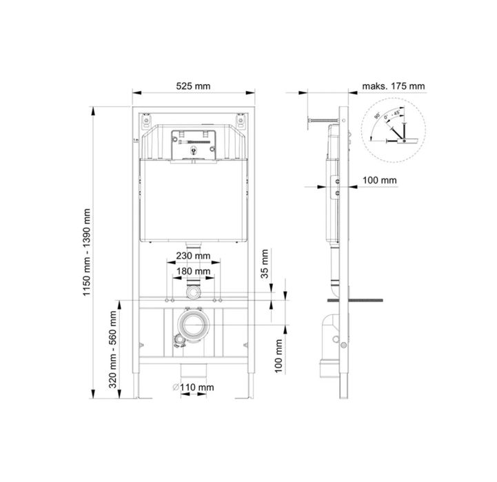 НОВИ! Структура за вграждане с крепежи, бутон и конзолна тоалетна 4в1