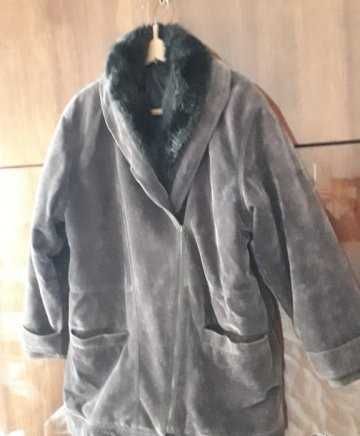 Дамско зимно палто с кожена яка р-р L-XL