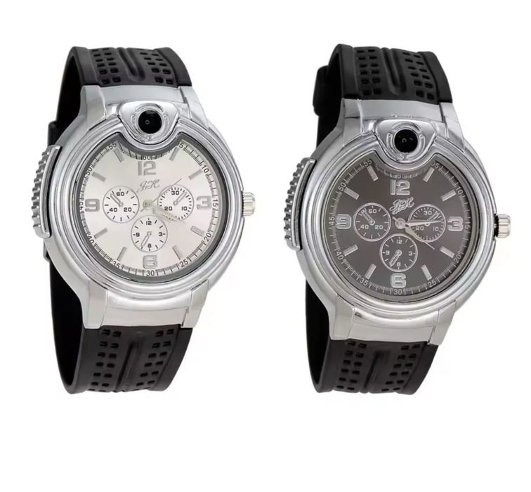 Ceas bărbați cu bricheta , curea din silicon, noi sigilate