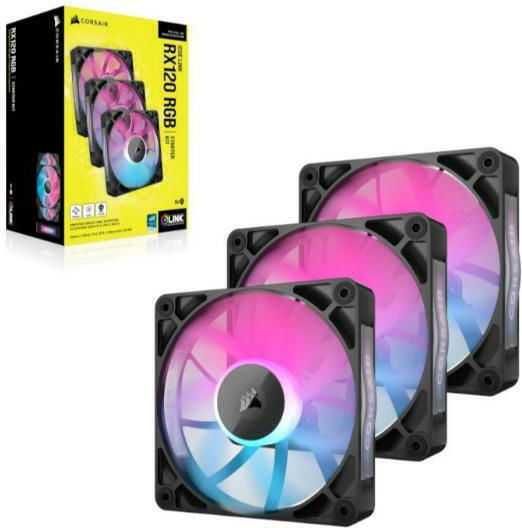 Set 3 Ventilatoare Corsair iCUE LINK RX120 RGB, 120mm, Negru, ca nou
