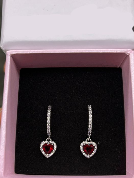 Set Pandora argint 925 inima rosie colier cercei inel bratara cutie
