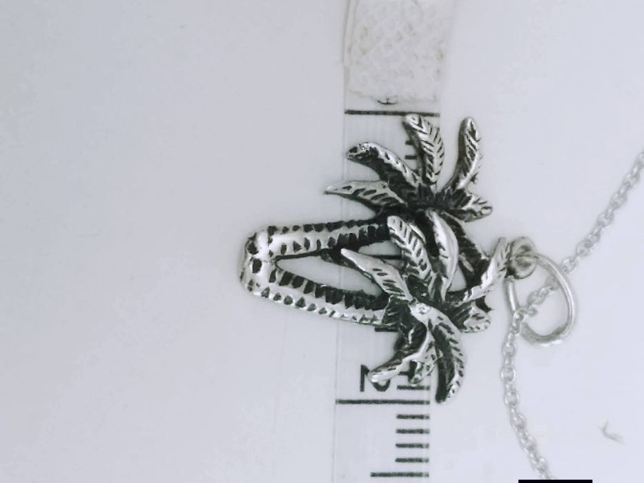 Colier/lanț și pandantiv vechi, argint 925, pandantiv in forma palmier