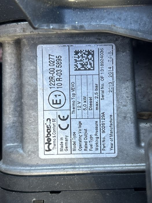 Webasto sirocol vw touran an 2010-2015